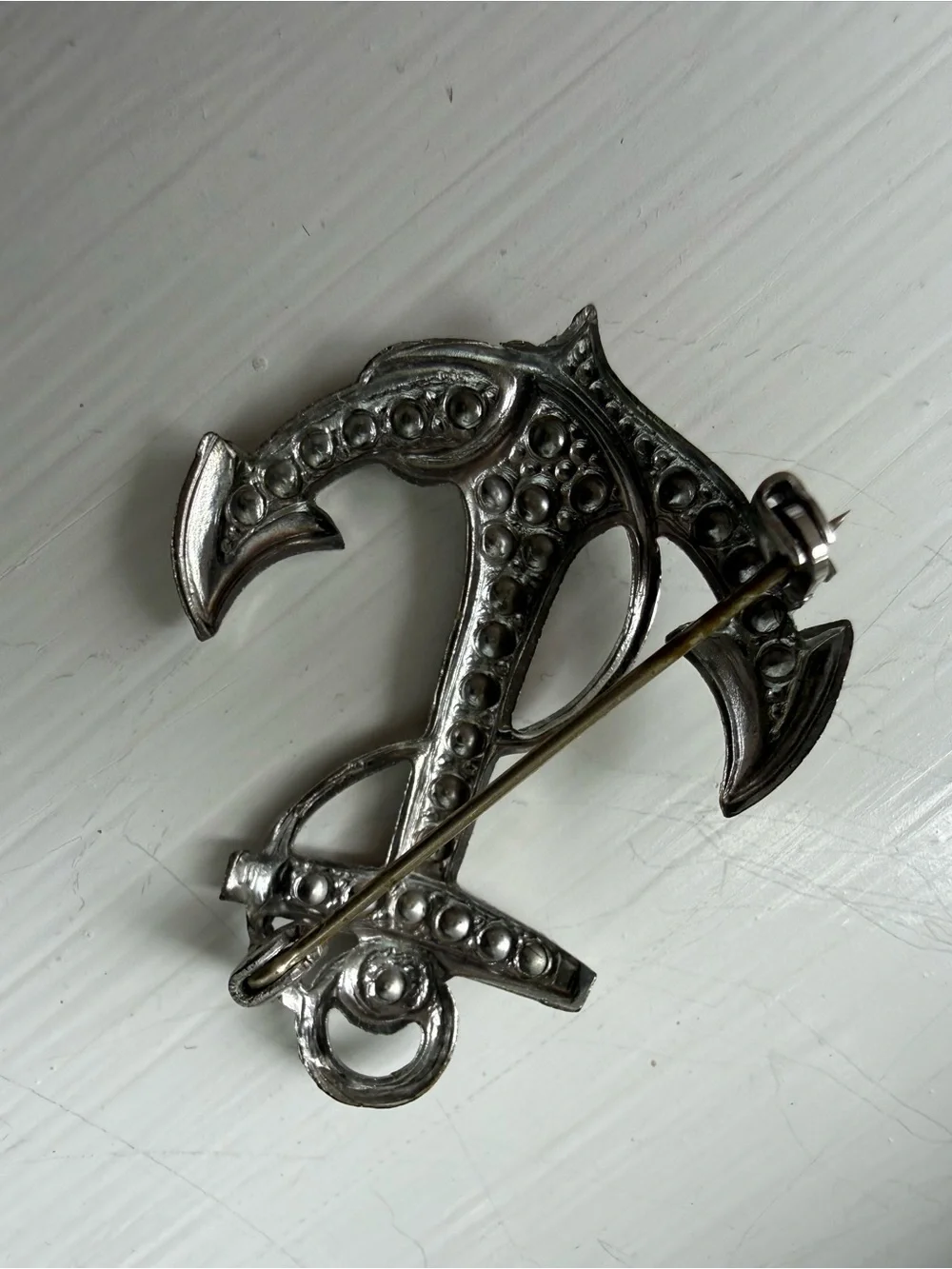Silver Anchor Brooch/Pin- Decorative Nautical Anchor